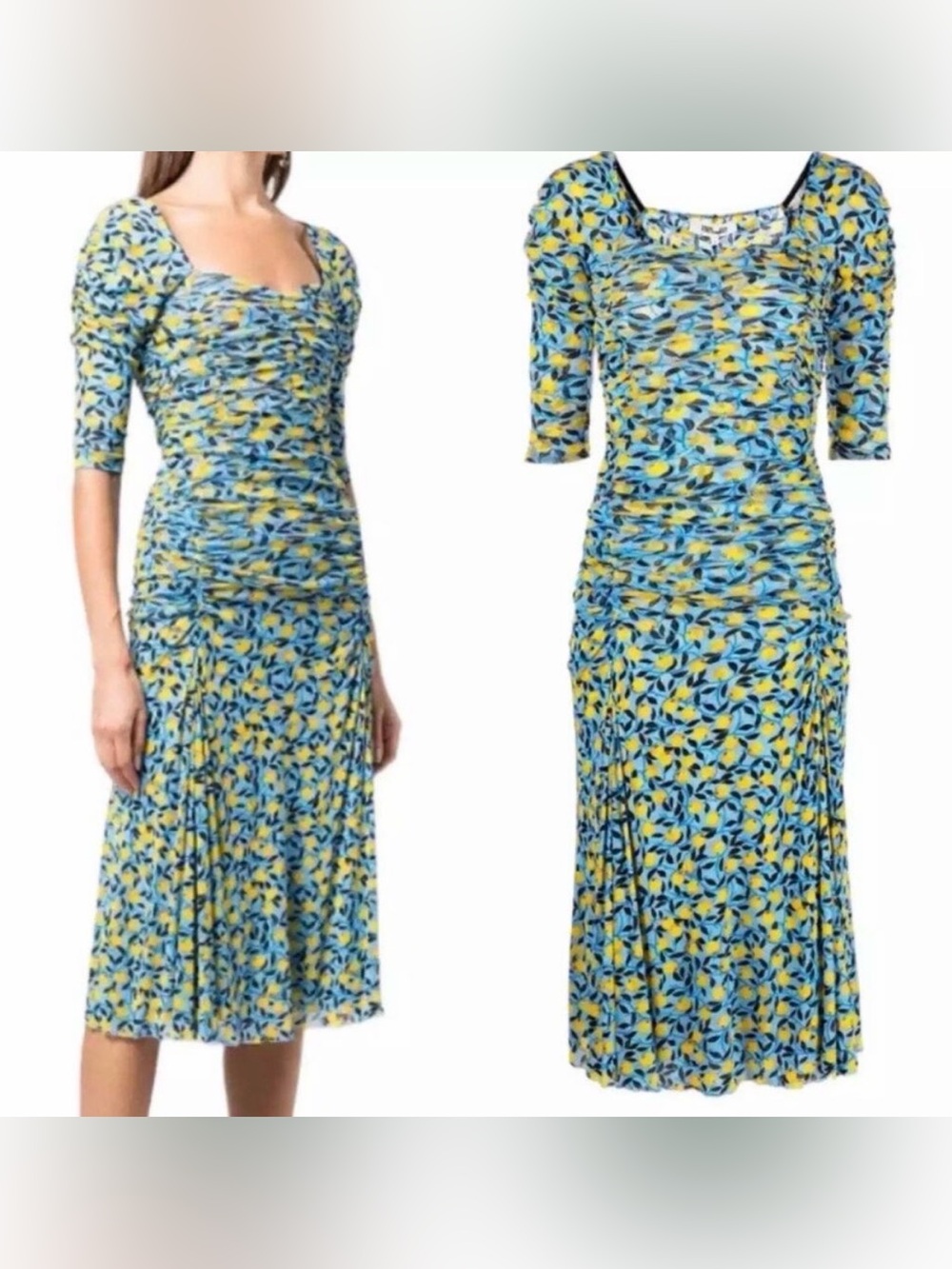 NWT Diane Von Furstenberg
Dacey Ruched Mesh Midi Dress, Large